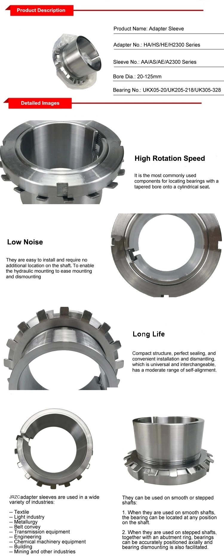 Withdrawal/Adapter Sleeve, Bearing Sleeve for Plummer Block Adapter Sleeve