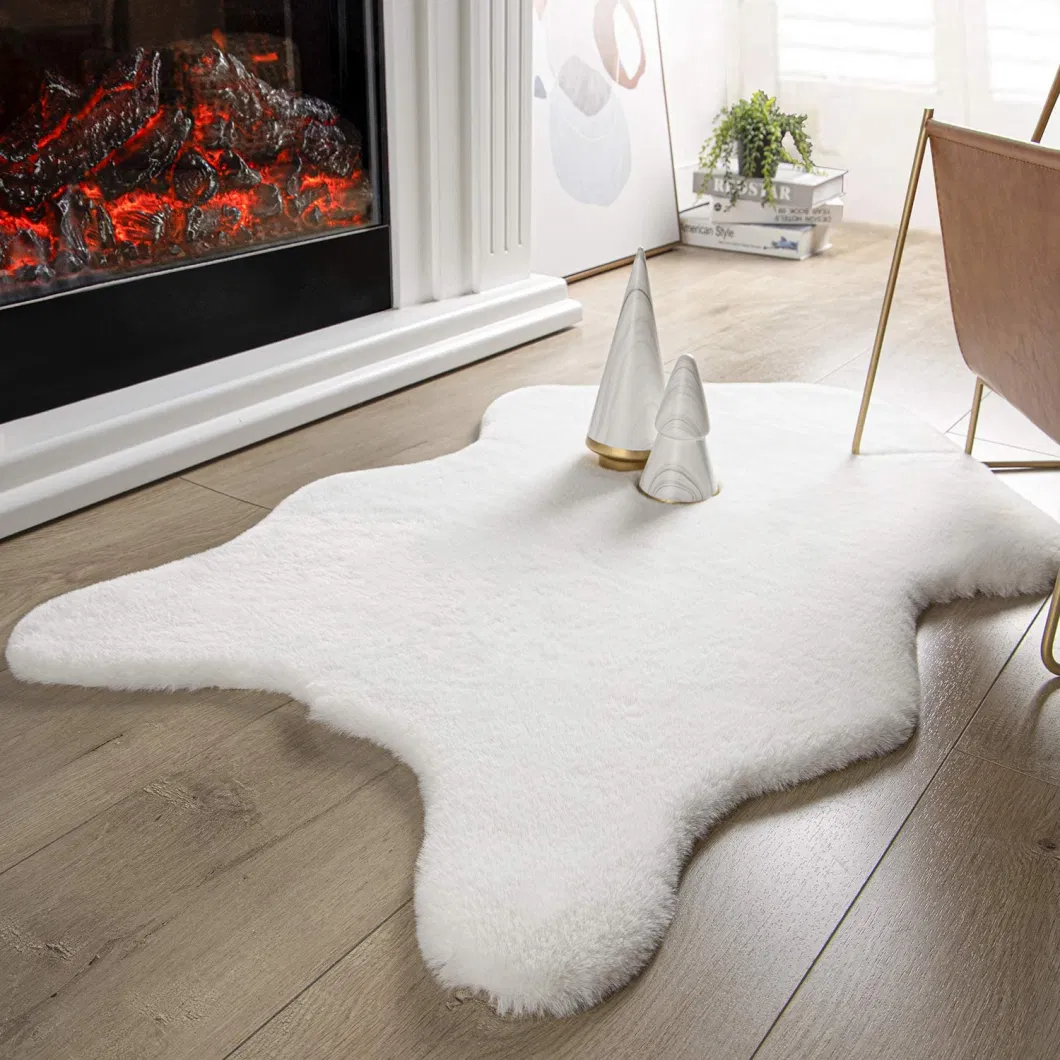 Ultra Soft Faux Rabbit Fur Rug, Area Rugs for Bedroom Floor Living Room, Carpet Accent Rugs White